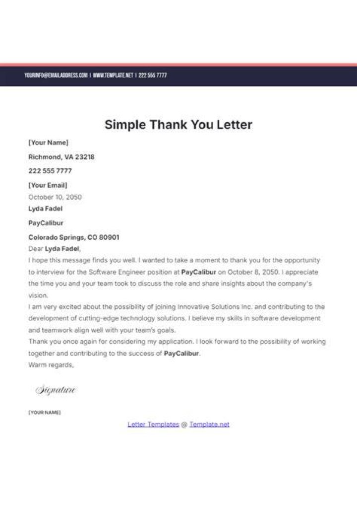 Sample Thank You Letter Template to Teacher/Professor